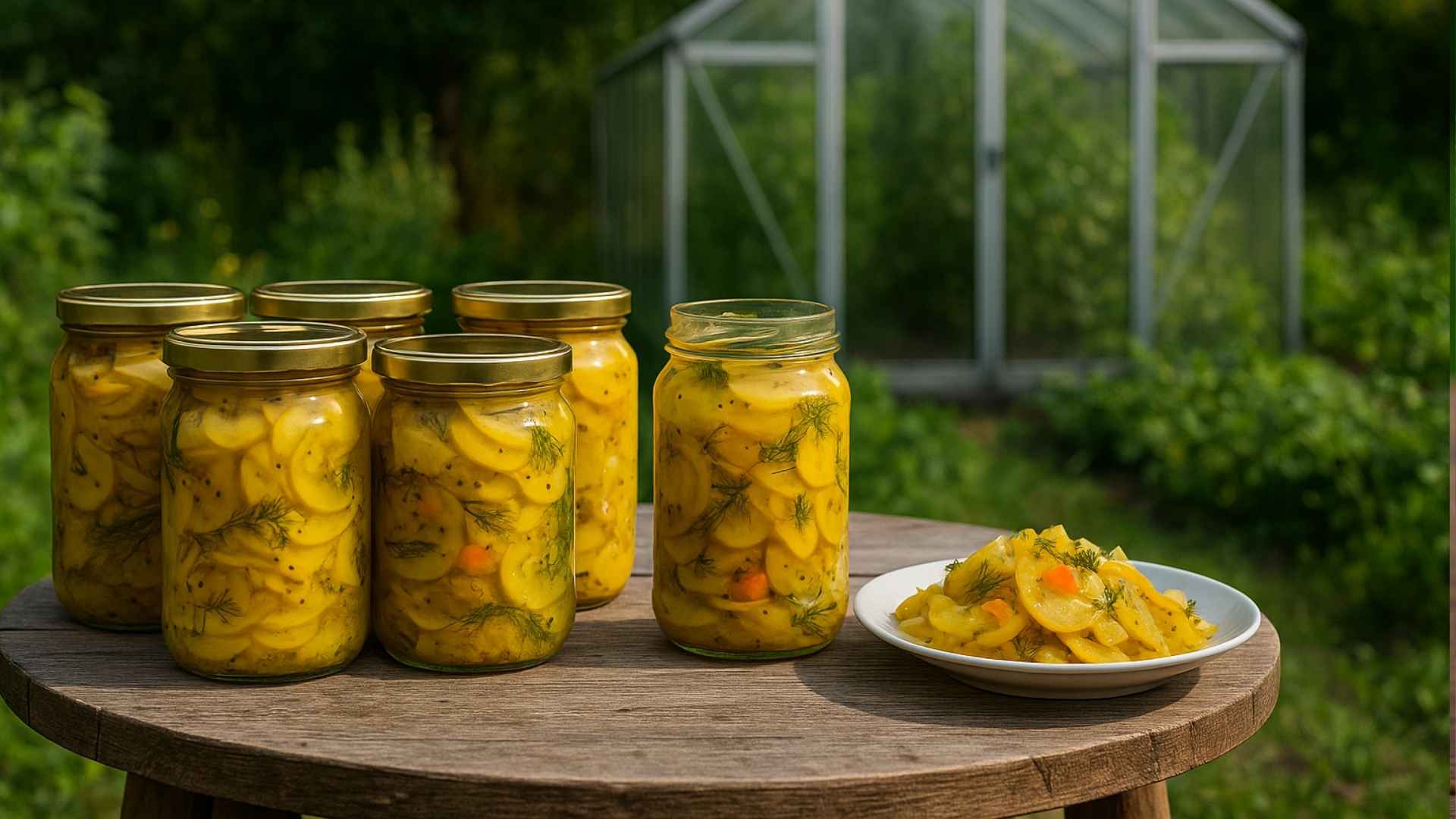 Marynowana żółta cukinia na zimę – chrupka, słodko-kwaśna i pełna smaku