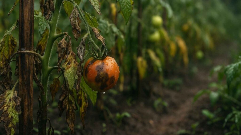 Zaraza ziemniaczana (Phytophthora infestans) na pomidorach | foto. Kamil w Ogrodzie
