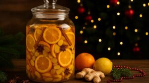 Bożonarodzeniowa nalewka z cytrusów z dodatkiem imbiru – aromatyczny trunek, który rozgrzeje święta | foto. Kamil w Ogrodzie
