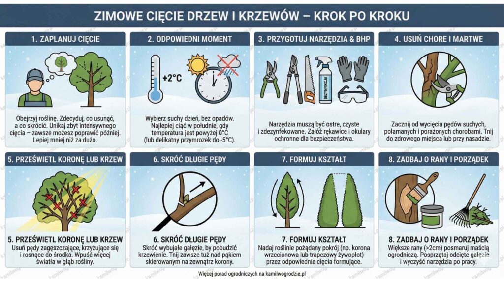 Jak ciąć drzewa i krzewy zimą – krok po kroku | foto. Kamil w Ogrodzie