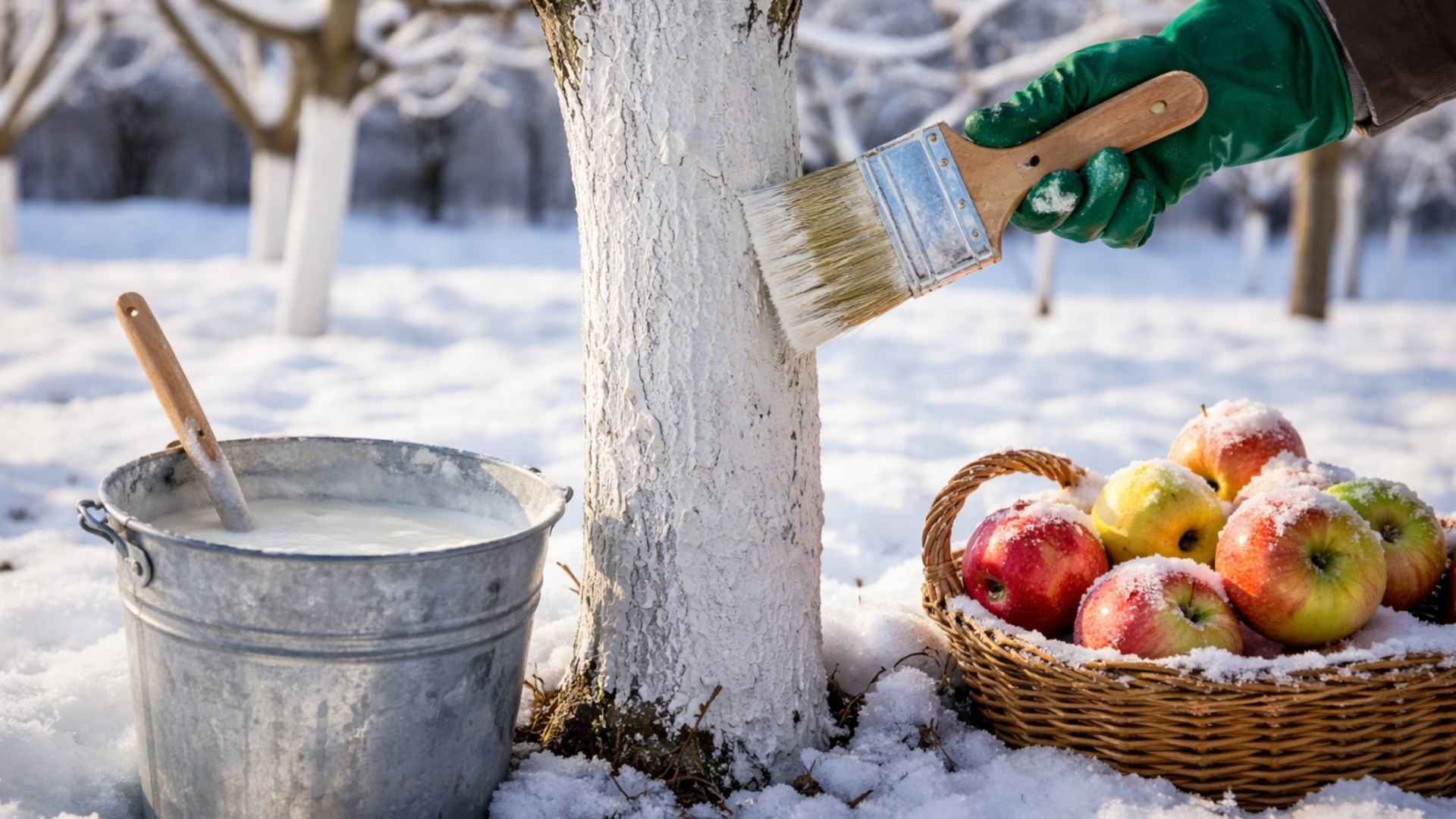 Bielenie drzew owocowych – zimowa tarcza ochronna dla drzew owocowych | foto. Kamil w Ogrodzie