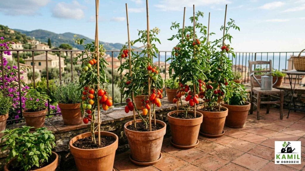 Większe odmiany pomidorów również można uprawiać na tarasach i balkonach, aczkolwiek początkującym rekomenduje się zaczynać od najmniejszych. | foto. Kamil w Ogrodzie