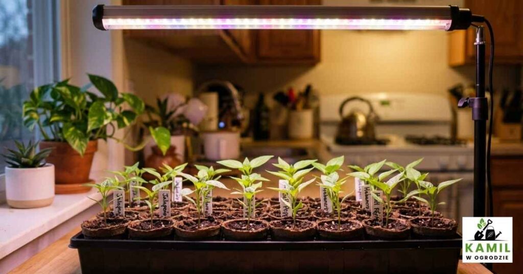 Doświetlanie sadzonek papryki | foto. Kamil w Ogrodzie