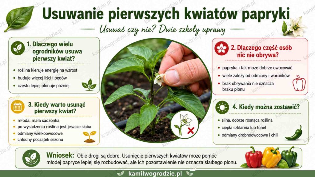 Usuwanie pierwszych kwiatów papryki. Usuwać czy nie? Tu nie ma jednej odpowiedzi | foto. Kamil w Ogrodzie
