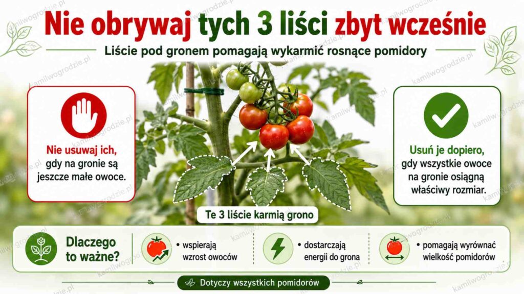 Nie obrywaj tych liści przy pomidorach. To one karmią rosnące grono | foto. Kamil w Ogrodzie