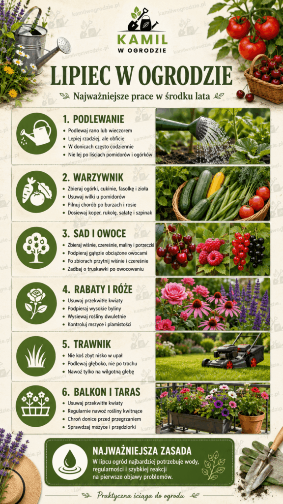Lipiec w ogrodzie - Infografika