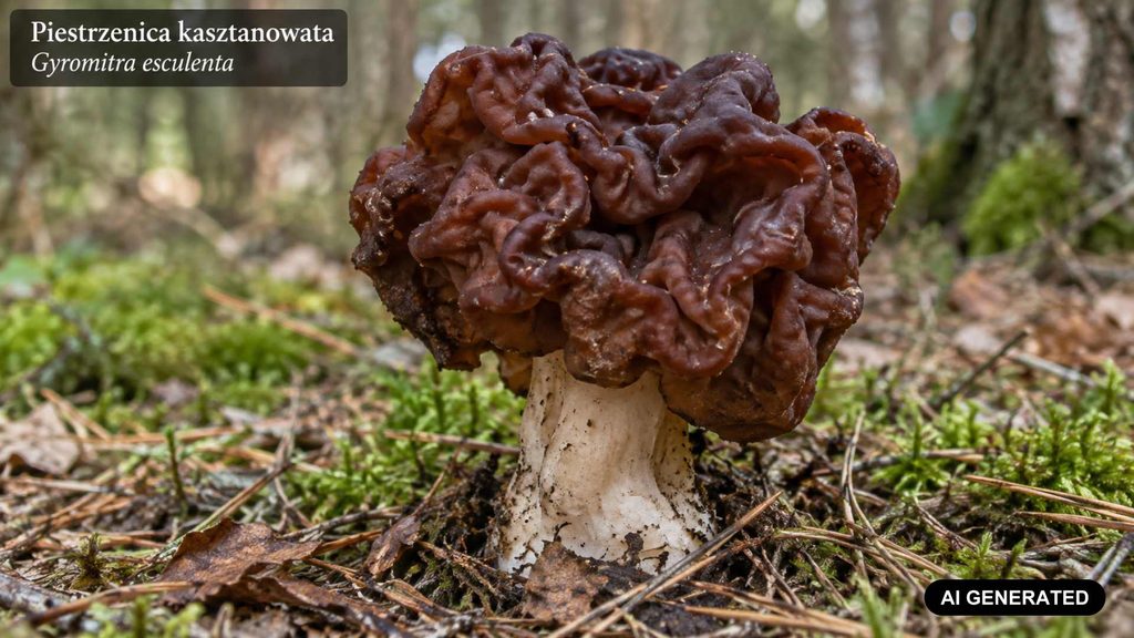 Piestrzenica kasztanowata – podobieństwo do smardza może kosztować zdrowie | foto. AI